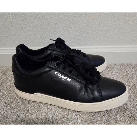 Coach Mens High Line Leather Sneakers in Black Size 7.5 main image 6